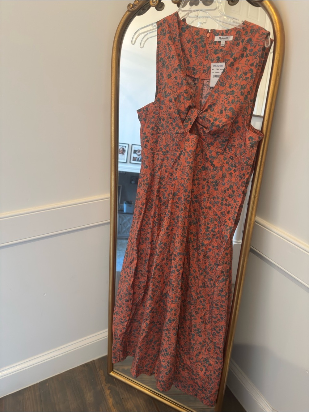 madewell nwt terracotta floral cutout dress | size 14